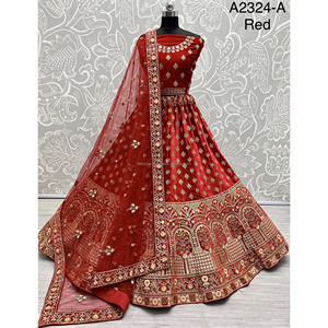 Collections de velours de vêtements de mariée indiens pour la mariée avec le travail de Zarkhan par Fabzone - Product Image 2
