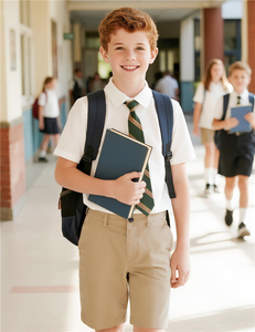 Shorts d'école pour garçons avec poches, 97% coton, 3% élasthanne, shorts de golf, shorts d'uniforme pour enfants d'école primaire - Product Image 4
