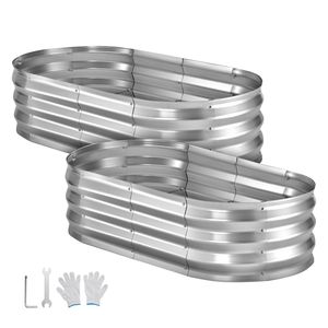 Confezione da 2 # # # #   Fioriere Rialzate Ovali Senza Fondo 4 X 2 Piedi in Acciaio Zincato per Giardini Esterni - Product Image 1