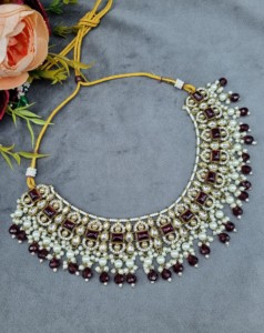 Radiant Cut Stone Choker Necklace <b>Set</b> With Matching Earrings And Mangtika Antique <b>Gold</b> Plated Fashion Ethnic <b>Jewellery</b> Wholesale - Product Image 5
