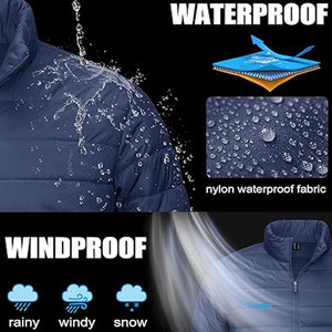 Chaqueta Acolchada Gruesa Unisex con Capucha, Impermeable, Resistente al Viento, Cuello Alto, 2 Bolsillos Laterales, Estilo Urbano, Invierno - Product Image 3