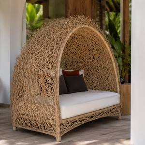 ARTERRA Chaise longue de luxe moderne en teck avec baldaquin pour piscine extérieure, plage, chaise longue de soleil, coussins résistants aux UV, hôtel - Product Image 6