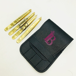 Juego de Pinzas para Cejas con Punta Plana y Recubrimiento Dorado, Kit de Belleza de Precisión, Bolsa Ecológica Personalizable, Se Acepta Logotipo Privado - Product Image 5