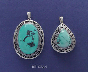 Colgante de Corazón de Turquesa con Corte Princesa, Chapado en Plata 925, Unisex - Product Image 4