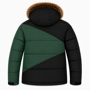 Veste d'hiver pour homme OEM, imperméable, en tissu ripstop, avec rembourrage, patch personnalisé, capuche en fausse fourrure amovible - Product Image 3