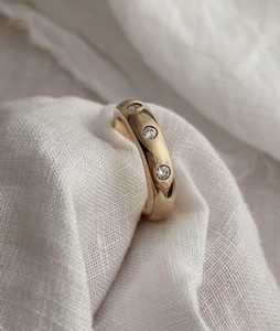 Bagues de mariage en diamant de 5 mm, or massif 14k 18k, diamant rond cultivé en laboratoire, serti en clos, assorties, empilables, solitaires, pour usage quotidien - Product Image 4