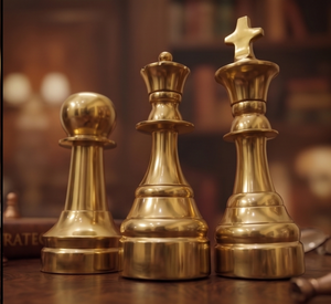 Chess Piece Sculpture Decorative Items Metal High Quality Aluminum Gold Plating Nautical Style <b>Table</b> Accent 3 pcs Marble Base - Product Image 2