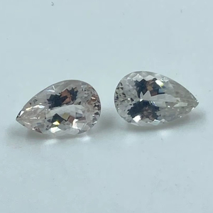 White Sparkling Morganite Stone Pear Shape 4.80Cts 2Pcs 7x10.80MM For Jewelry Making - Product Image 1