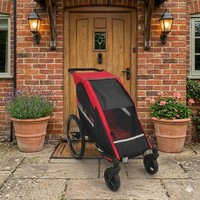 Remolque de Bicicleta con Suspensión Independiente TC-2024S, Plegable, Asiento Individual, Convertible en Cochecito, 3 en 1, Marco de Aluminio, Capota, para Niños, 40 kg