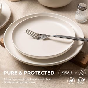 Set di Stoviglie in Gres Non Tossico da 12 Pezzi, Adatto a Microonde e Lavastoviglie, Include Tazze, Piatti e Ciotole - Design Impilabile - Product Image 4