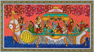 Nauka Vihar Pattachitra - Origine Orissa - Décoration suspendue pour salon intérieur - Product Image 2