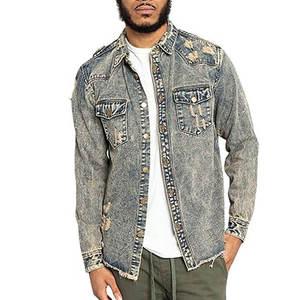 OEM Slim Fit Ripped <b>Denim</b> Biker <b>Jacket</b> <b>Custom</b> Embroidered Wholesale Vintage Streetwear Jean Outerwear for Men <b>Jacket</b> - Product Image 3