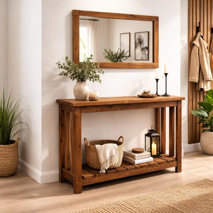 Table console de luxe en bois massif, style royal, pour entrée, avec finition dorée antique – Offre Spéciale - Product Image 1