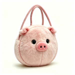Bolso de peluche de cerdo con temática animal para niños, bolso de cadena con forma de bola de peluche de cerdo de dibujos animados, bolso de hombro de peluche de cerdo suave - Product Image 3