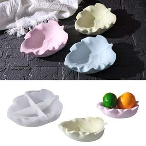 Leaf Bowl Fruit Plate Storage Home Ornament Gypsum Resin <b>Silicone</b> Mold - Product Image 1