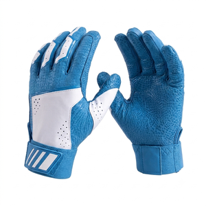 Gants de travail robustes QASWA SPORTS professionnels pour hommes, en cuir bleu et blanc, pour le cyclisme, la moto, la mécanique et la sécurité - Product Image 2
