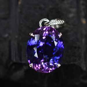 Pendentif de mode en Tanzanite violette naturelle 19,8 carats, pierre précieuse certifiée IGI, collier en argent sterling 925, bijou unique, cadeau pour elle - Product Image 1
