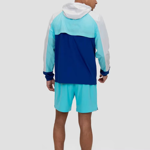 High Quality <b>Lightweight</b> Short Set with Zipper Hooded <b>Jacket</b> Unisex Windbreaker Summer Jogger Shorts For Running Exercise - Product Image 3