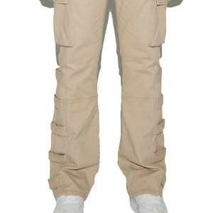 Custom Made Men <b>Cargo</b> Trousers Canvas Straight Fit Multiple Pockets Elastic Waist Workwear Style Spring Casual <b>Pants</b> For Sale - Product Image 4