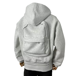 Oversized Heavyweight Zip Up Hoodie <b>Men</b> 100 Cotton <b>Thick</b> <b>Fleece</b> Streetwear Plain Zipper Hoodie with Bag - Product Image 1