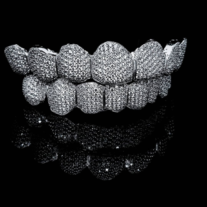 Custom VVS Moissanite Grillz Stylish <b>Top</b> Bottom Eight Sterling Silver <b>Gold</b> Plated Iced Unisex Hip Hop Dental Jewelry Party - Product Image 2