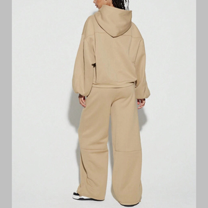 Conjunto Deportivo para Mujer, Corte Regular, Color Sólido, Sudadera con Capucha y Pantalones, 100% Algodón, Diseño Personalizable, OEM - Product Image 3