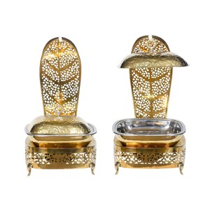 ถาดอุ่นอาหารสแตนเลสทรงกลมสำหรับงานเลี้ยงแต่งงานแบบอินเดีย โรงแรม จัดเลี้ยงบุฟเฟ่ต์สีทอง พร้อมระบบทำความร้อนแบบกำหนดเอง - Product Image 4