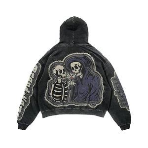 Nouveaux sweats à capuche en coton French Terry pour hommes, de qualité supérieure, avec patchs brodés effet vieilli, personnalisables, effet délavé à l'acide, vente en gros - Product Image 6