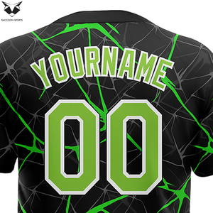 Camiseta de Béisbol para Hombre, Moderna, de Alto Rendimiento, con Logotipo Personalizado, Transpirable, 100% Poliéster, Impresión Digital, Verde y Negro - Product Image 5