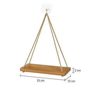 Étagère murale en bois pour plantes suspendues avec corde en jute - Décoration murale artisanale - Product Image 5