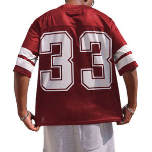 เสื้อฟุตบอลอเมริกันตาข่ายสีแดงระบายอากาศได้ดี ขายส่ง รับสั่งทำหมายเลขทีม ชุดยูนิฟอร์มโพลีเอสเตอร์สำหรับฝึกซ้อม ผู้ผลิต OEM - Product Image 3