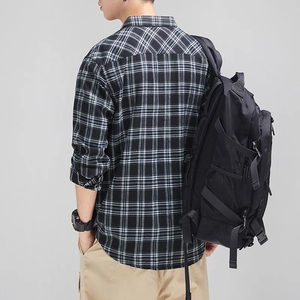 Chemises pour hommes, surdimensionnées, en coton, à carreaux, en flanelle, boutonnées, manches longues, hauts pour le printemps et l'automne, vêtements vintage pour hommes, 3XL - Product Image 2