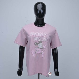 T-shirt personnalisé rose en coton pour femme, manches courtes, col rond, imprimé pailleté, décontracté, style maillot pour homme, coupe régulière, motif original - Product Image 1