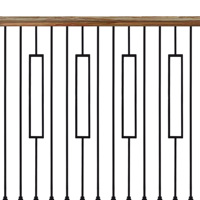Balustrade d'escalier intérieur Sphère en fer forgé contemporaine noire Balustre à double boule forgée Balustres en fer