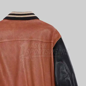 Chaquetas Varsity de Cuero de Moda Urbana, Corte Holgado, Estilo Moderno y Estético, Ropa Letterman - Product Image 3