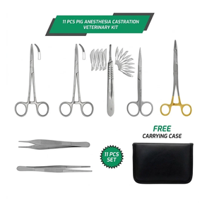 Kit de Castration Porcin 11 Pièces en Acier Inoxydable de Qualité Allemande, Instruments Chirurgicaux Vétérinaires pour Anesthésie Porcine, pour l'Élevage en Ferme - Product Image 5