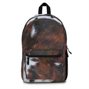 Cowhide Leather <b>Backpack</b> With <b>Animal</b> <b>Print</b> Pattern Multiple Pockets Zipper Closure Unisex Softback Day <b>Backpack</b> - Product Image 5