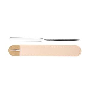 Stainless Steel Cosmetic Spatula With Vertical Leather Sleeve Professional Foundation Mixing <b>Tool</b> Individual <b>Makeup</b> Blending Rod - Product Image 2