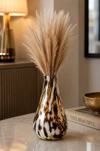 Jarrón de Vidrio con Estampado de Leopardo Vintage, Florero de Vidrio Soplado, Centro de Mesa para Decoración de Sala de Estar y Comedor - Product Image 1