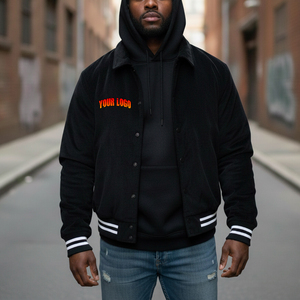 Veste universitaire personnalisée avec logo, manches en cuir, broderie, vestes pour hommes, mode campus, vente chaude, veste de baseball universitaire - Product Image 4