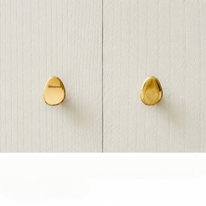Handcrafted Solid Brass Pebble Shape <b>Cabinet</b> <b>Knob</b> <b>Gold</b> Finish Minimal Drawer Pull Wardrobe Door Handle Modern Furniture Hardware - Product Image 1