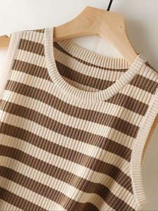 Débardeur à col rond pour femme, style élégant, à porter en dessous ou en dessus, camisole rayée, débardeur ample et polyvalent de style décontracté - Product Image 6