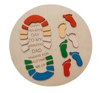 Tablero de pinturas de madera de estilo cruzado antiguo de 20cm, madera contrachapada pulida fuerte para el recuerdo del Día del Padre, caja de huellas encantadoras para el hogar - Product Image 4