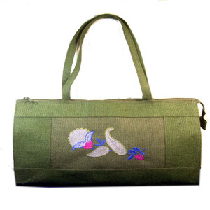Fancy Jute Embroidered Canvas Tote <b>Bag</b> with Zipper Closure Long Handle Extra Large Size - Product Image 2