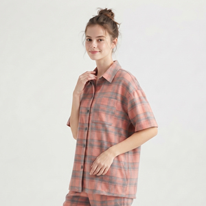 <b>Check</b> Plaid <b>Flannel</b> <b>Shirt</b> <b>Women</b> Night Sleepwear Button Down <b>Shirts</b> Ladies 100% Long Sleeve Night <b>Flannel</b> <b>Shirt</b> <b>Women</b> - Product Image 3