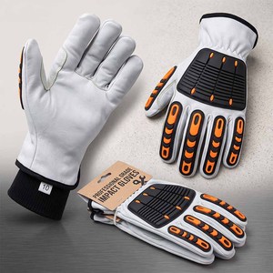 Gants de sécurité robustes en cuir de chèvre, avec poignet élastique, paume et doigts antidérapants en TPR, résistants à la chaleur et antistatiques 11 - Product Image 5