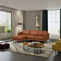 Canapé Chesterfield convertible moderne de grande taille en cuir véritable rafraîchissant, extensible, avec housse, base en bois massif, pour salon et maison