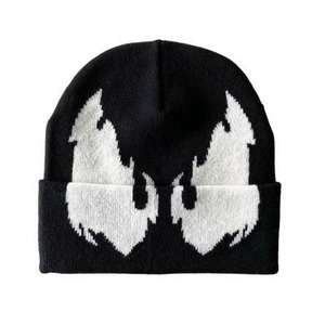 Vente en gros de bonnets unisexes personnalisés en jacquard, bonnets en acrylique tricotés pour l'hiver, bonnets Y2K, logo imprimé sur toute la surface, impression personnalisée - Product Image 2