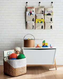 Eco-friendly Wholesale Rattan Water Hyacinth Wicker Basket with Handles Circle Shape Sundries <b>Book</b> Storage Basket for Stairs - Product Image 3