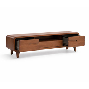 Meuble de salon en bois massif de style mid-century modern avec 2 tiroirs et 1 étagère de rangement pour usage intérieur - Product Image 3